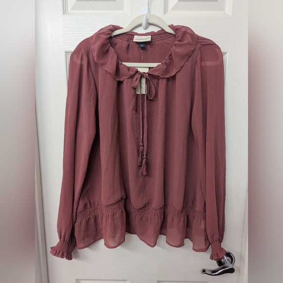 Universal Thread Pink Long Sleeve Sailor Collar Blouse - Picture 2 of 5